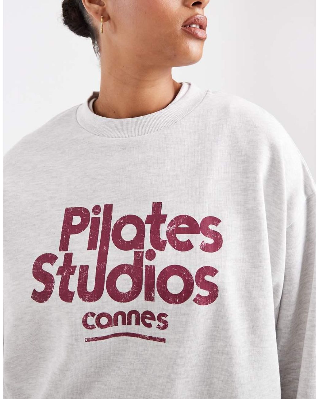 ASOS White Asos Design Curve Oversized Sweatshirt With Pilates Studios Graphic