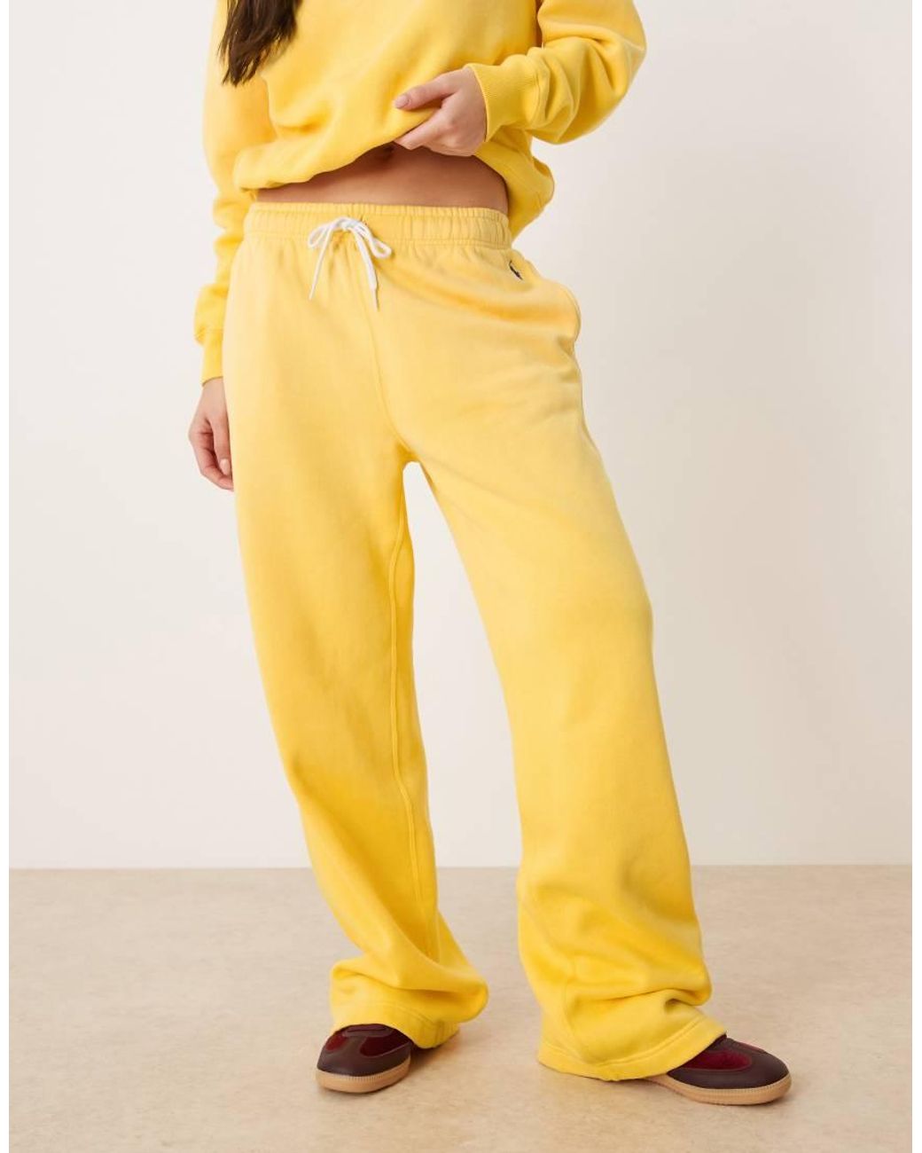 Polo Ralph Lauren Yellow Icon Logo Fleece Wide-leg Sweatpant