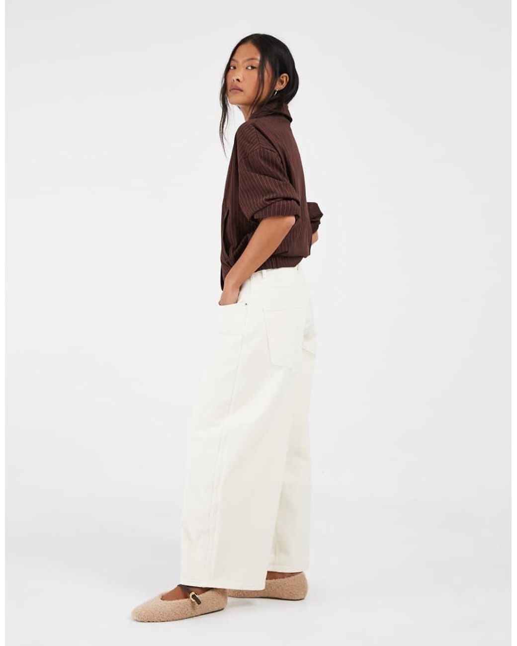 Only Petite Brown Tamy Barrel Jeans
