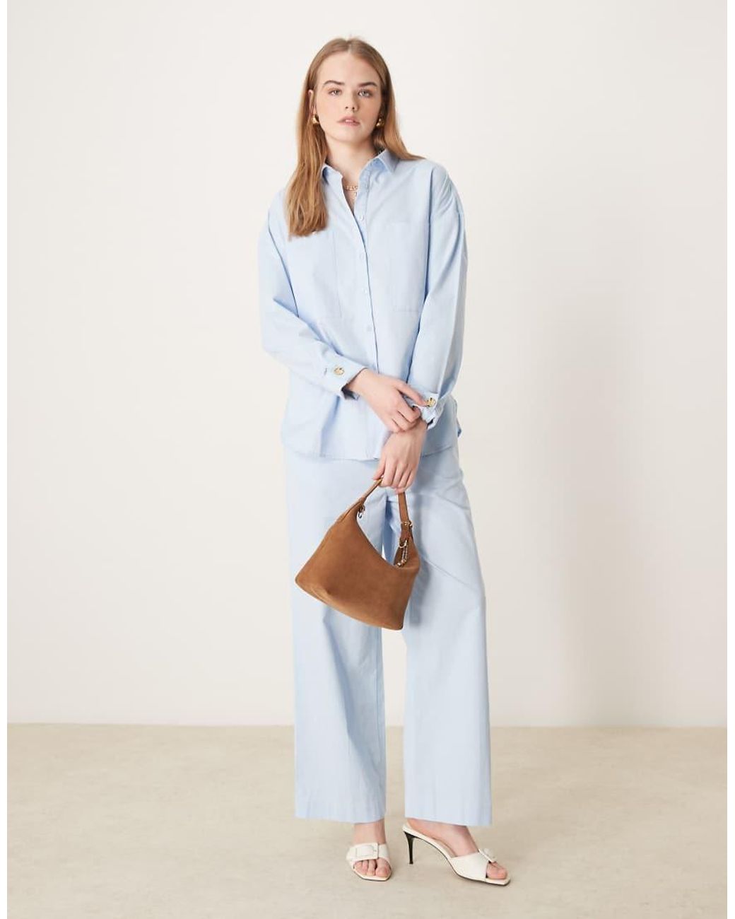 Pretty Lavish Blue Cotton Poplin Shirt Co-ord