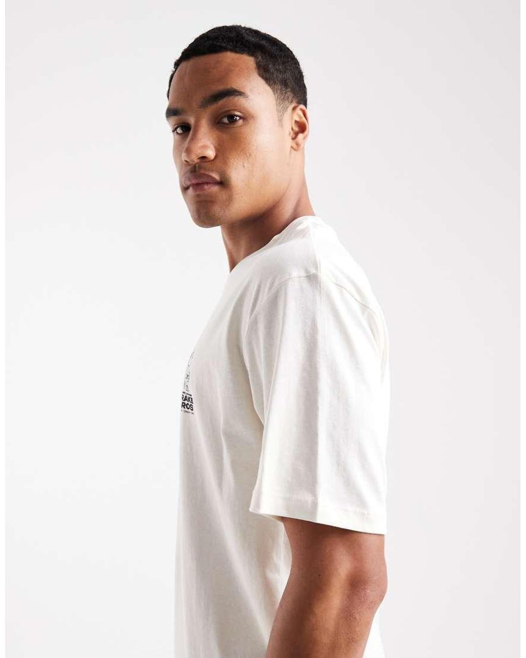 Jack & Jones White Oversized T-shirt With Brakebros Print for men