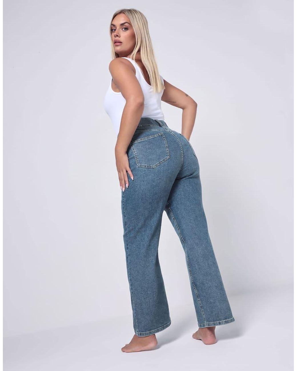 Yours Clothing Blue Wide Leg Jeggings