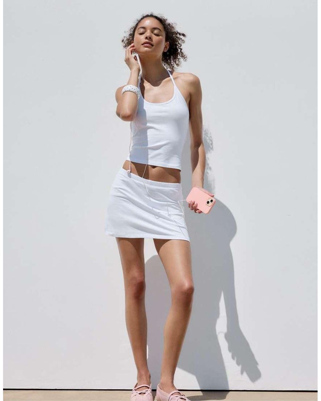 Stradivarius White Mini Skort