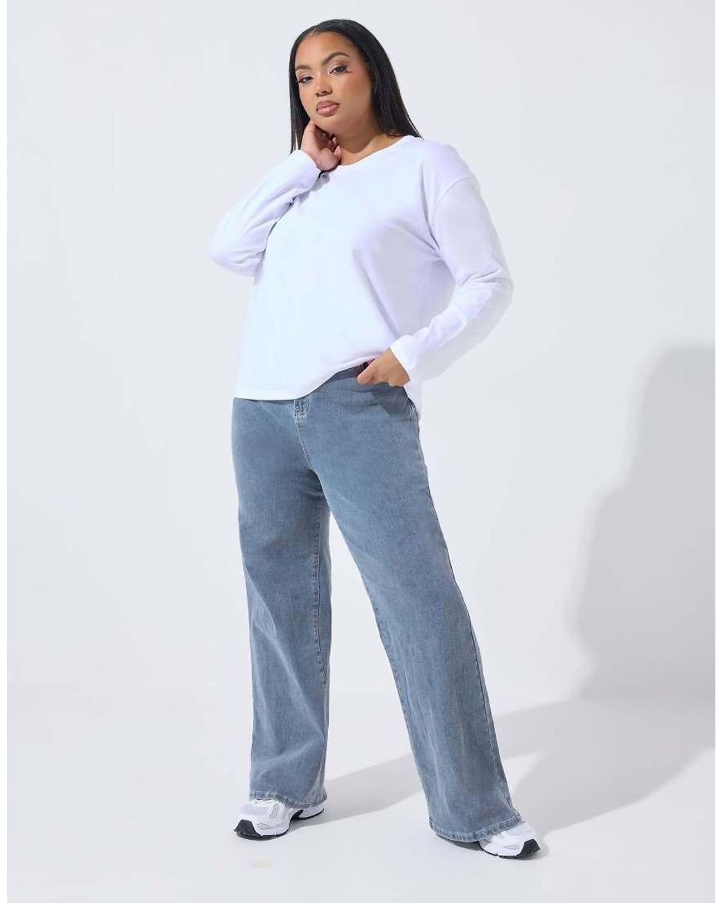 Yours Clothing White '86' Wide Leg Jeans