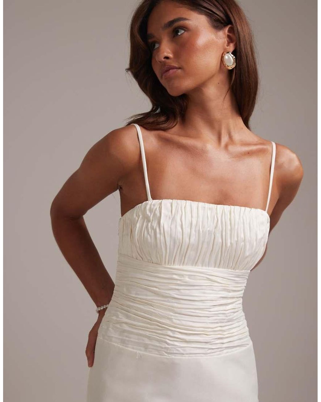 ASOS Brown Cami Ruched Bust Column Skirt Wedding Dress