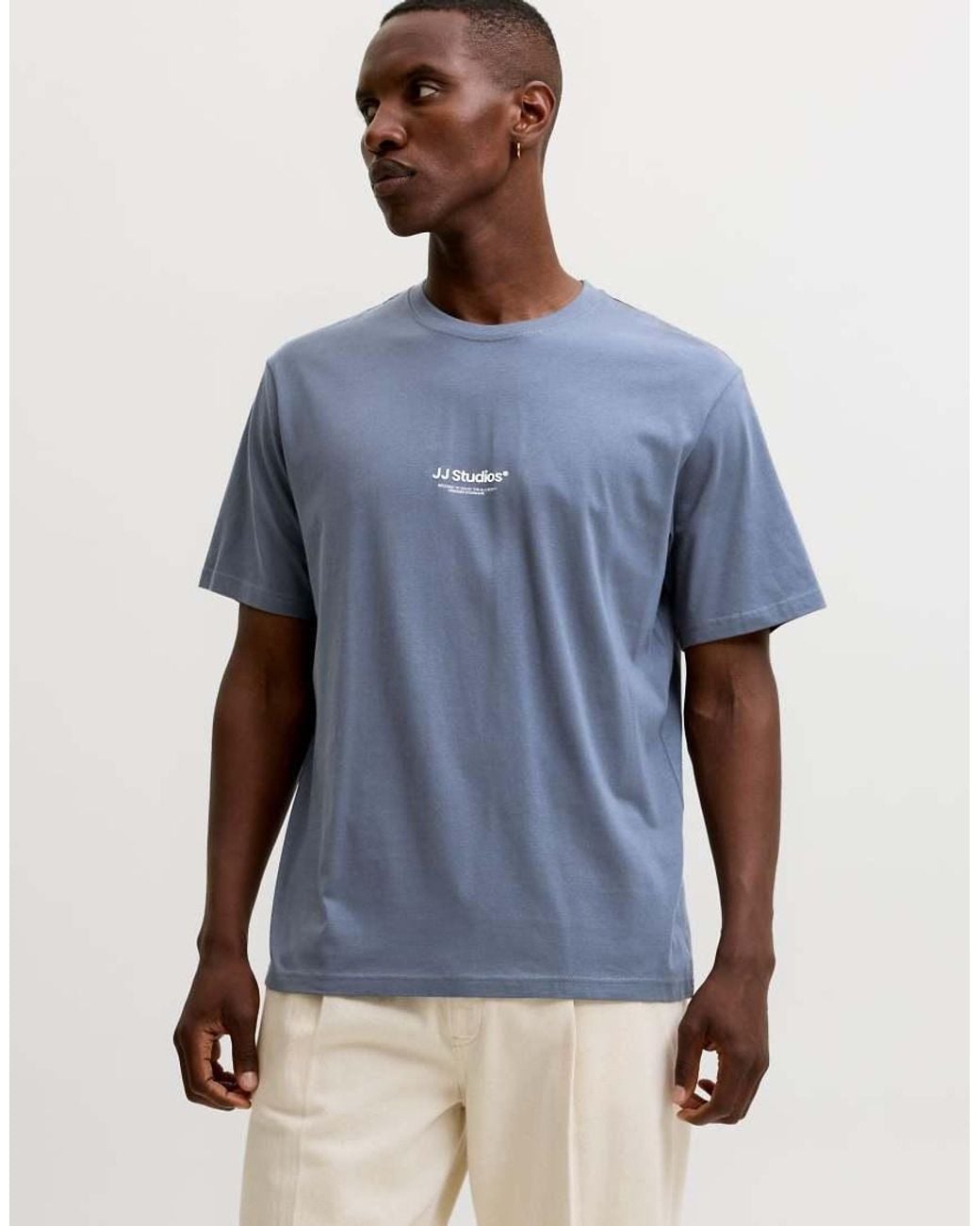 Jack & Jones Blue Soho Lace Relaxed Fit Crew Neck Short Sleeve T-Shirt for men