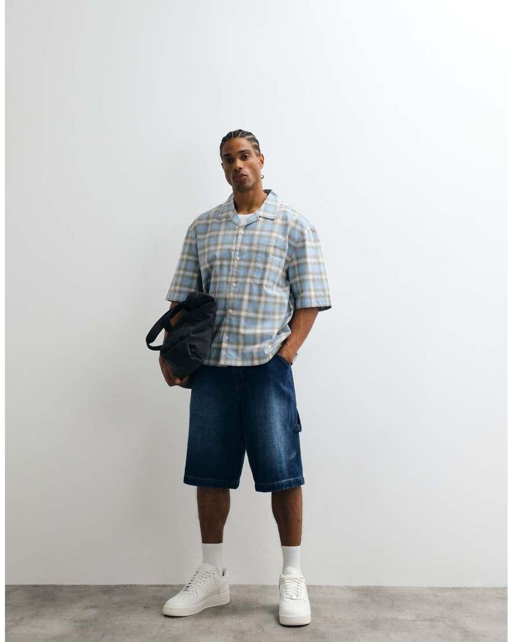 Weekday Oversized Geruit Overhemd in het Blue voor heren