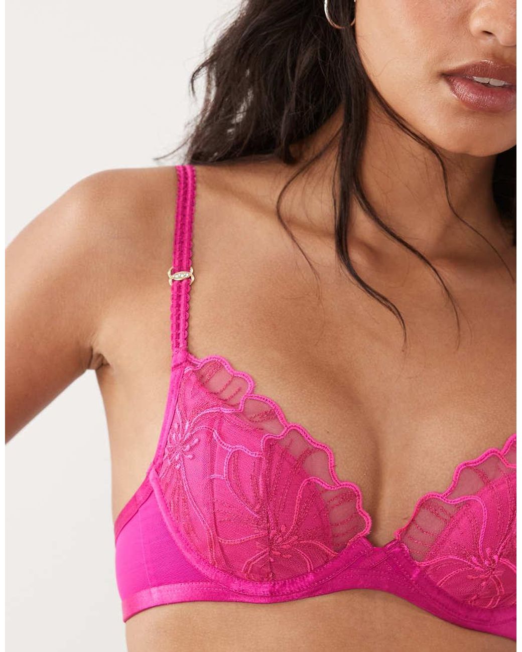 Ann Summers Red Floral Fling Padded Plunge Bra