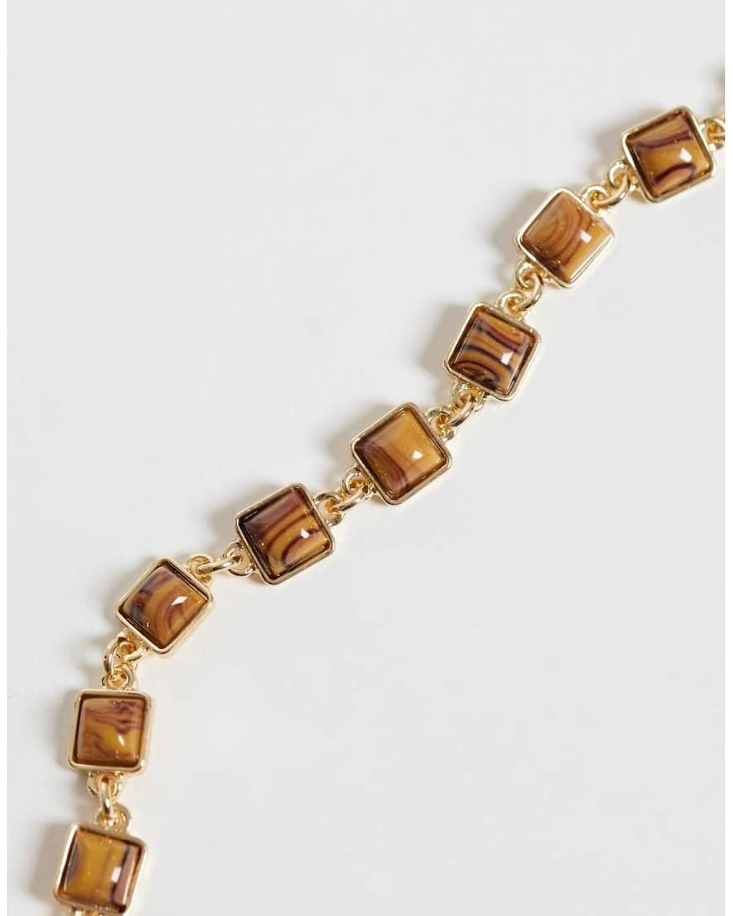 ASOS Metallic Faux Tigers Eye Stone Set Necklace for men