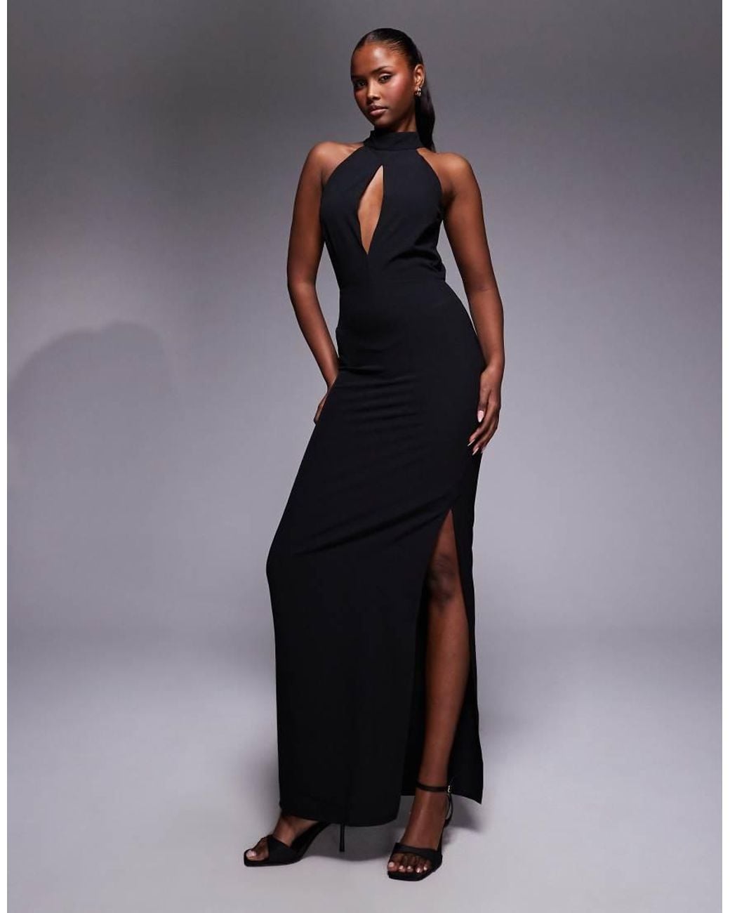 Vesper Blue High Neck Maxi Dress With Open Back