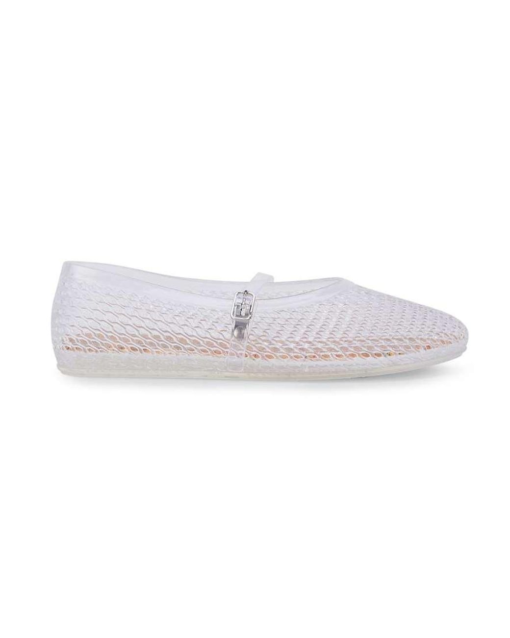 SEQWL White Flat Ballerinas Jelly Shoes With Adjustable Buckle Strap