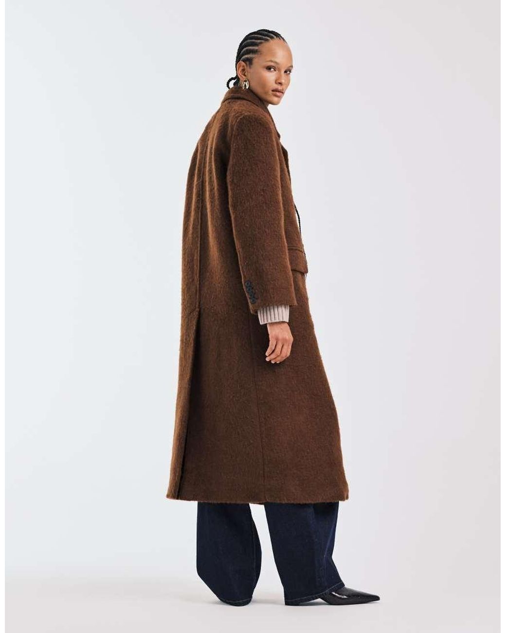 ASOS Blue Premium Brushed Wool Blend Dad Coat