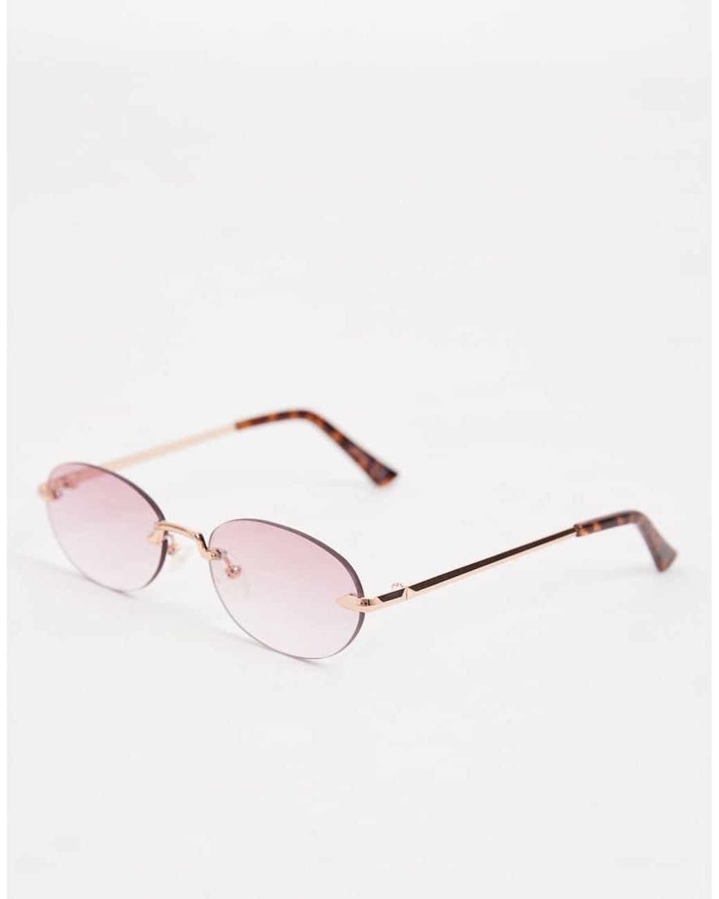 ASOS Black Rimless Oval Sunglasses With Lenses And Metal Arms