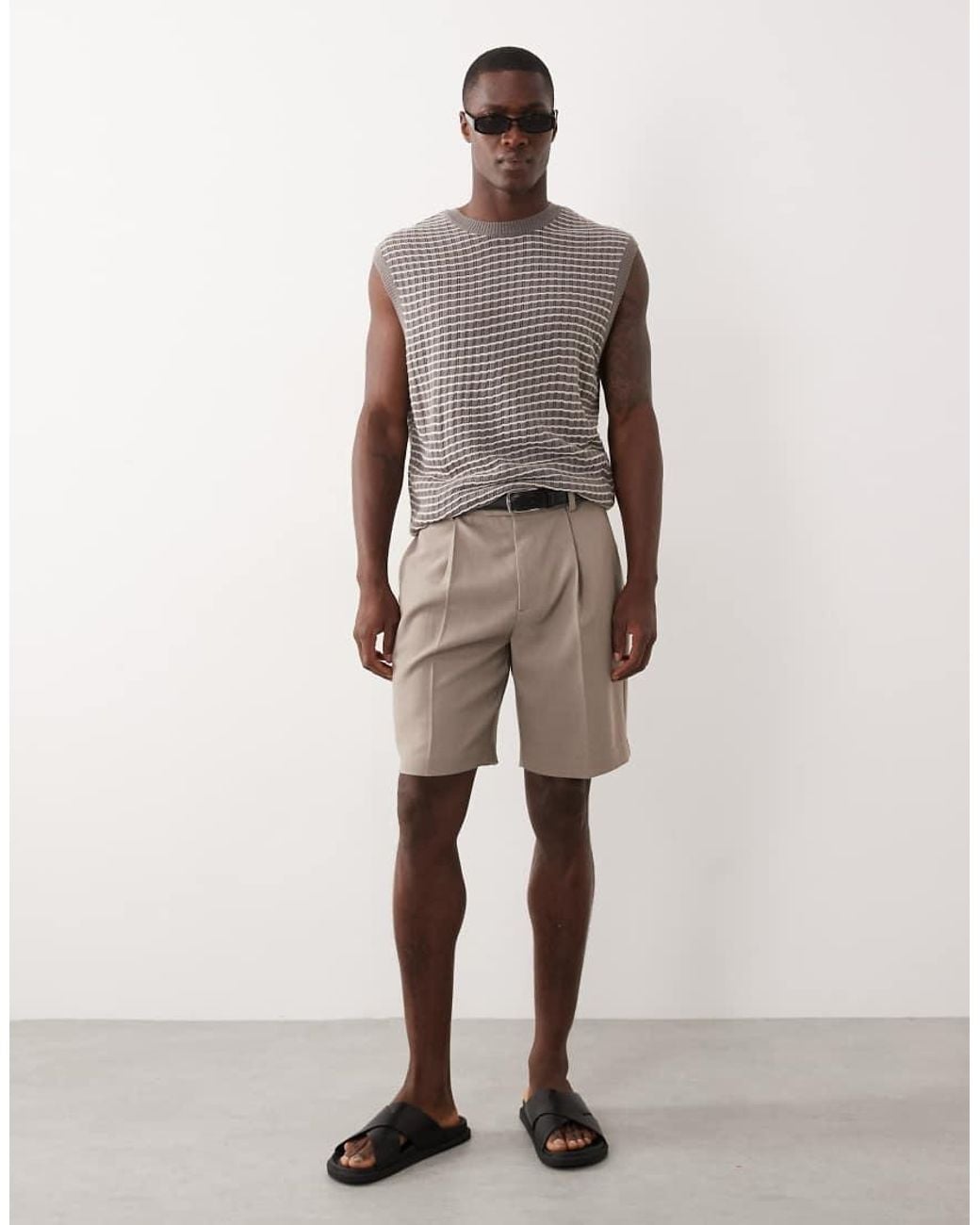 ASOS Brown Relaxed Knitted Textured Vest for men