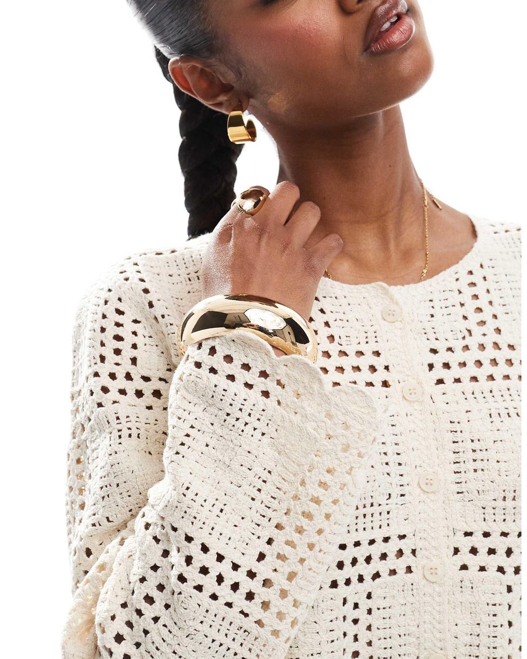 Object White Crochet Cardigan