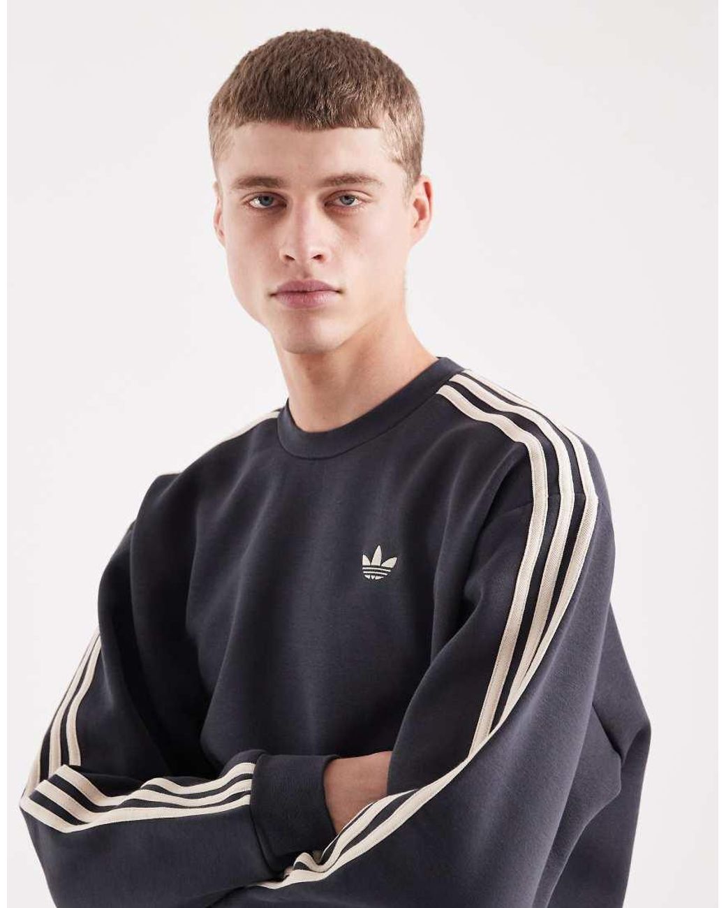 Adidas Originals Blue Three Stripe Sweatshirt for men