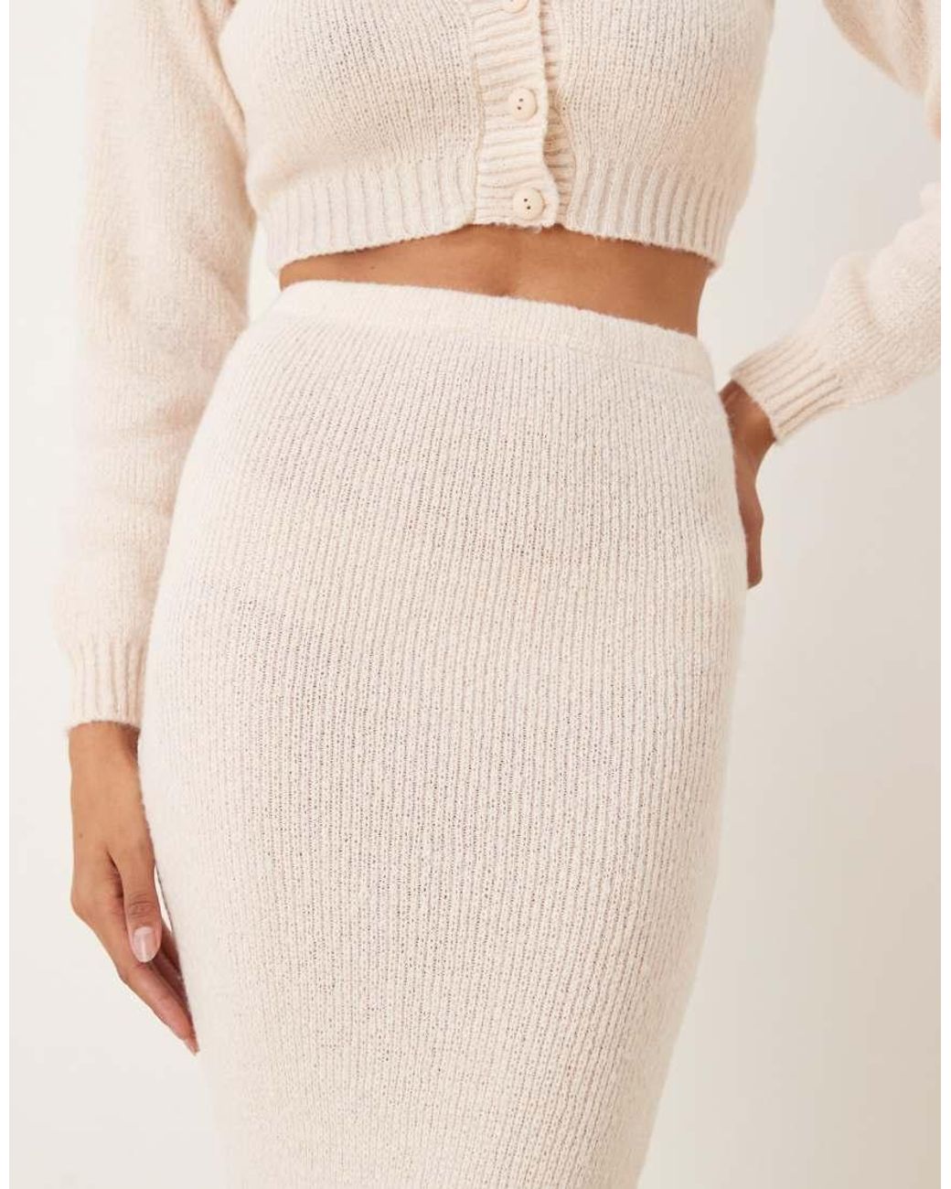 NARRATED Natural Knitted Midi Skirt