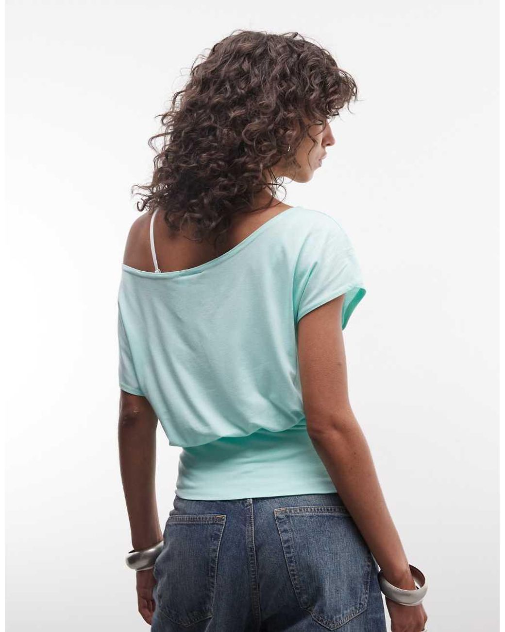 Collusion Blue Drapey Off Shoulder Top
