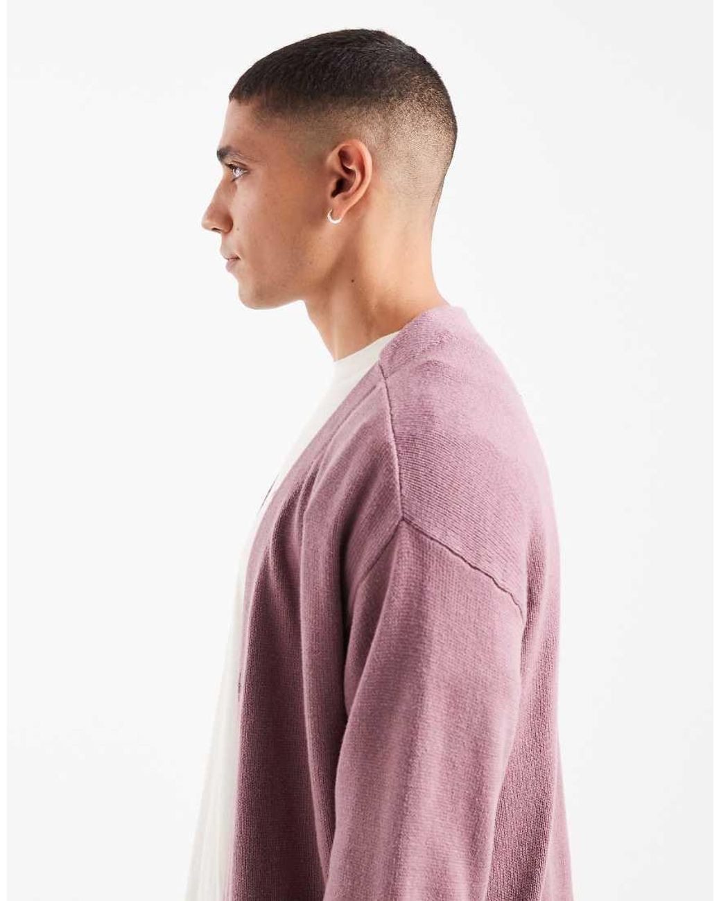 Hollister Purple Boxy Fit Long Sleeve Cardigan for men