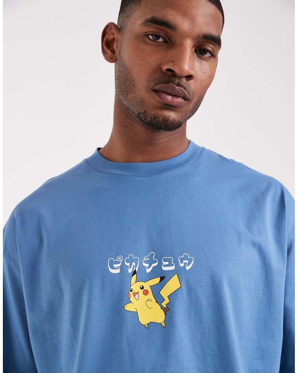 ASOS Blue Oversized T-shirt With Pokemon Pikachu Print for men