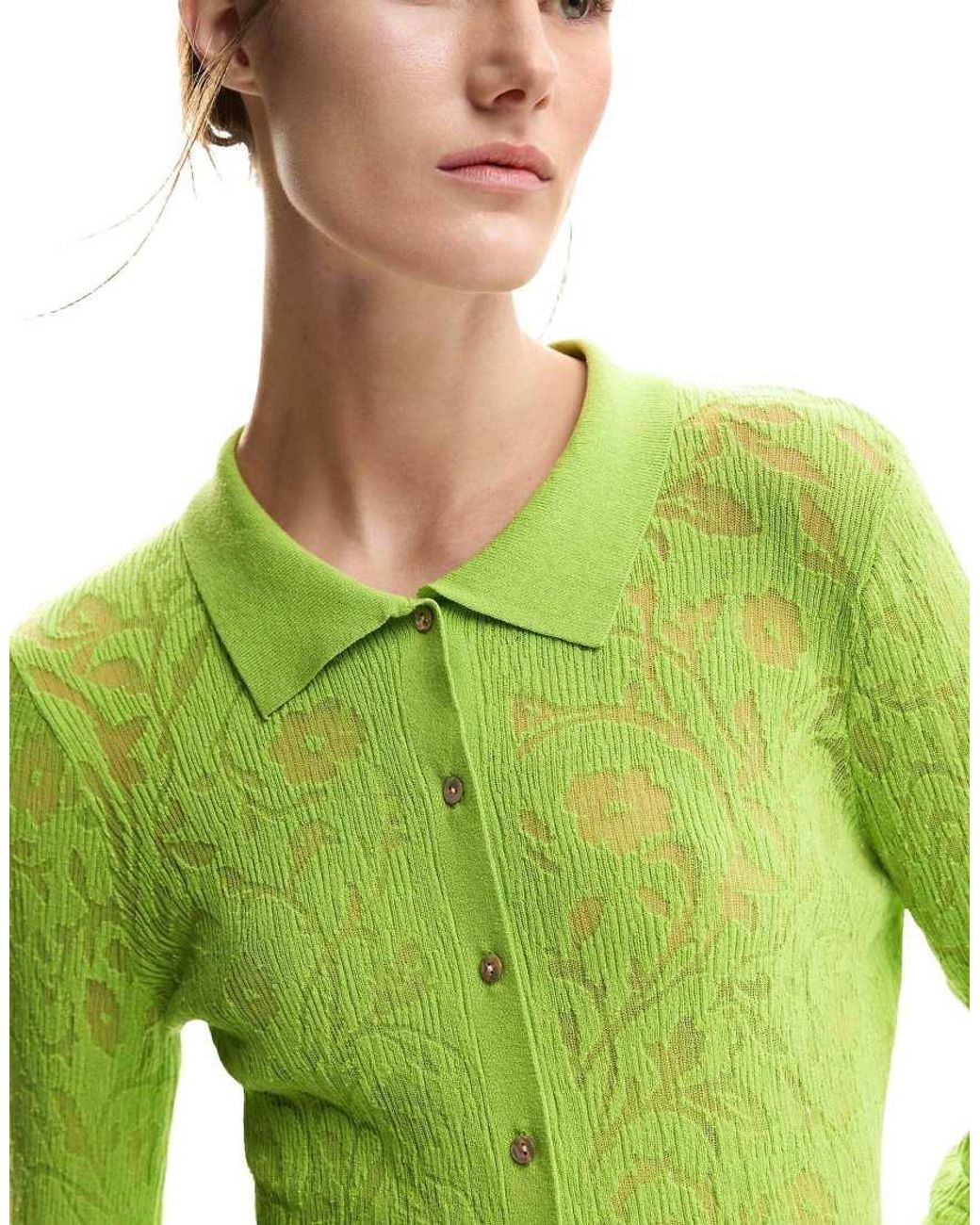 Desigual Green Fitted Floral T-Shirt