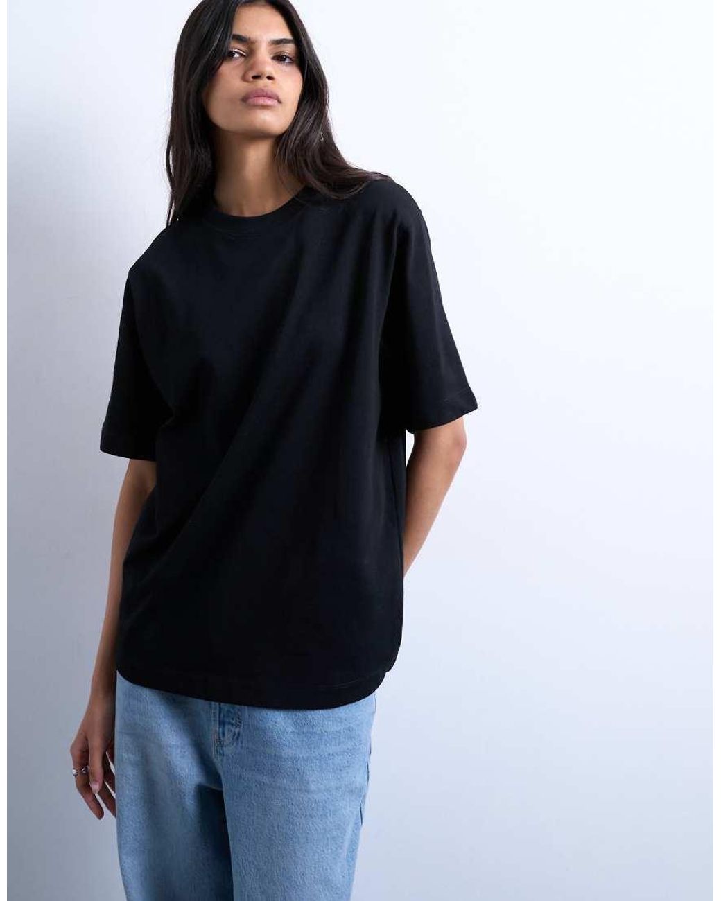 TOPSHOP Black Premium Basic Short Sleeve Tee