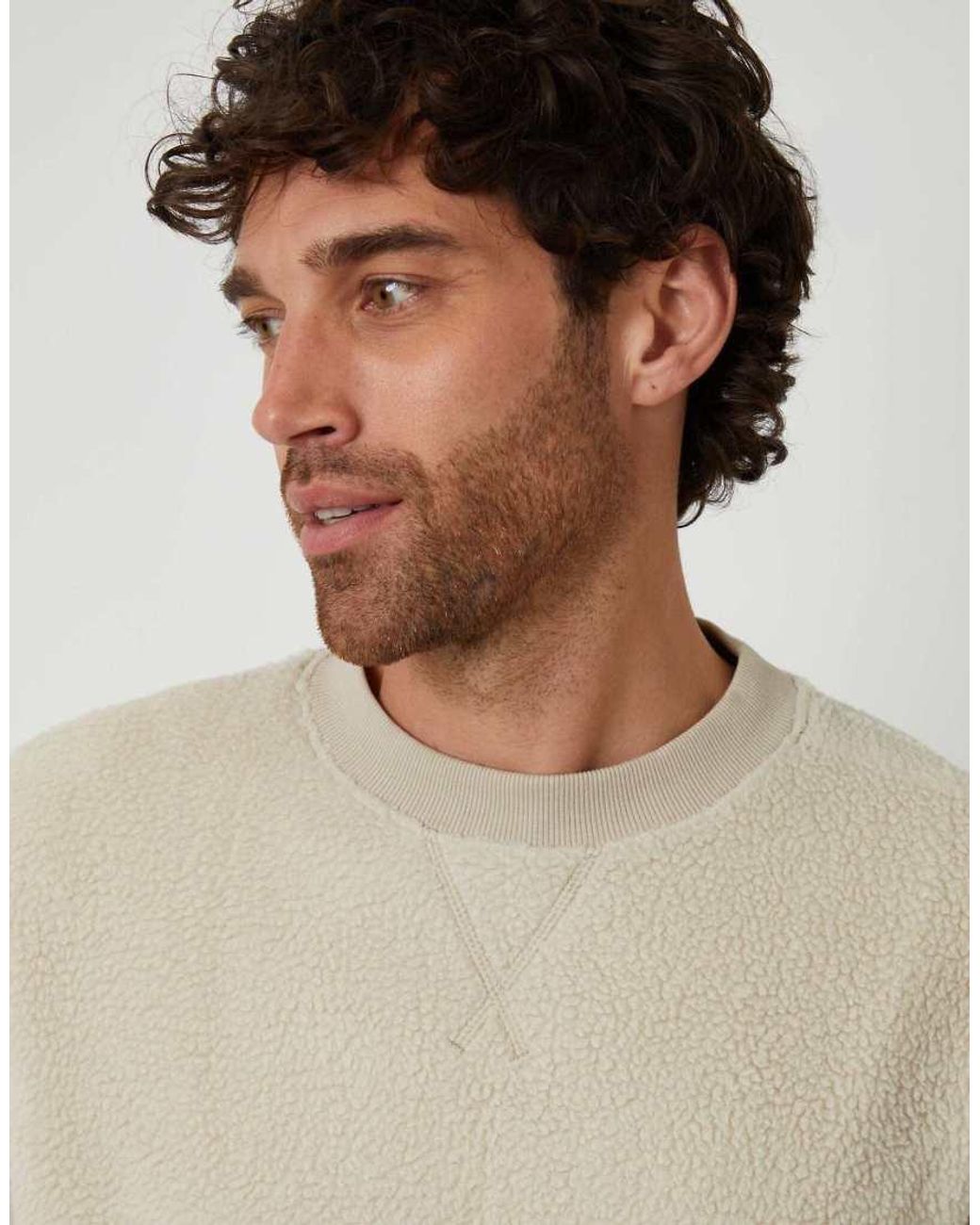 Threadbare Gray Crew Neck Borg Sweatshirt for men