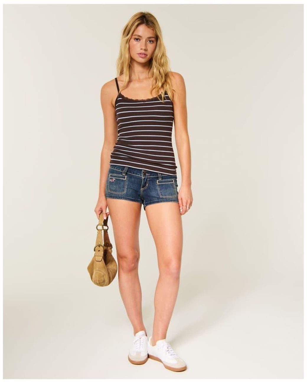 Hollister Blue Ultra Low-Rise Jean Shortie Shorts
