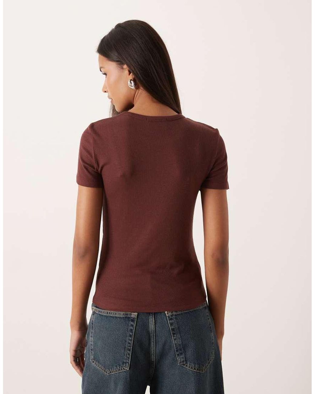 Aware Red Ribbed T-shirt
