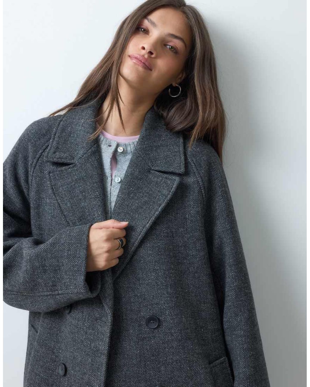 ASOS Blue Asos Design Tall Longline Double Breasted Brushed Coat