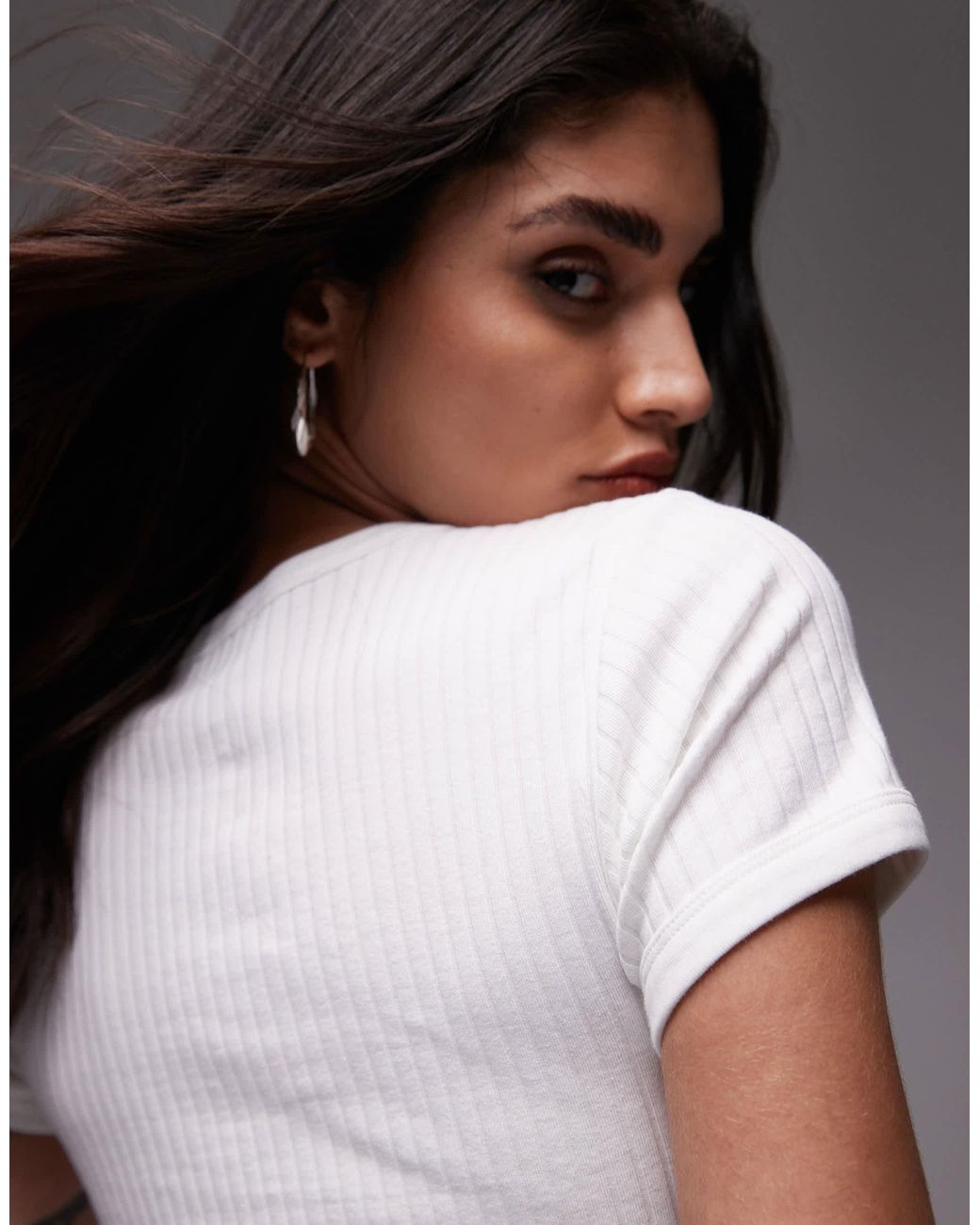 TOPSHOP White Wide Rib Tee