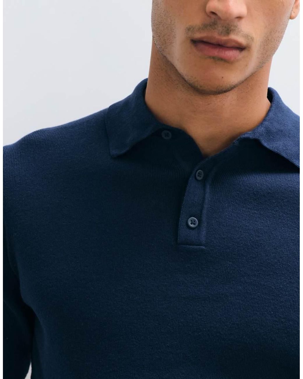 ASOS Blue Essential Fine-rib Knit Polo for men