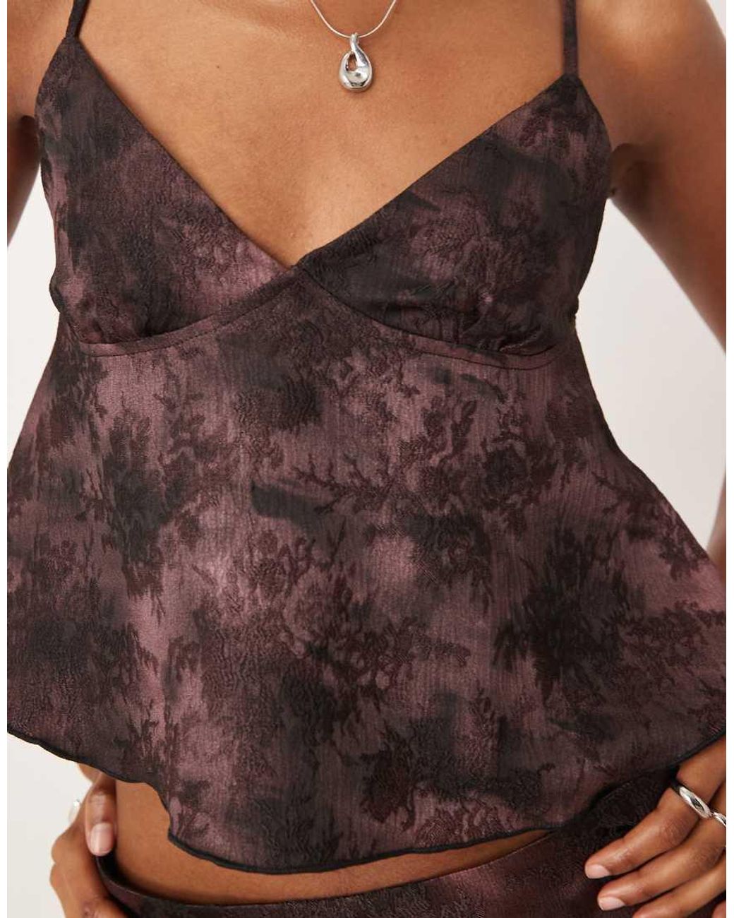 Motel Purple Marina V Neck Flowing Top
