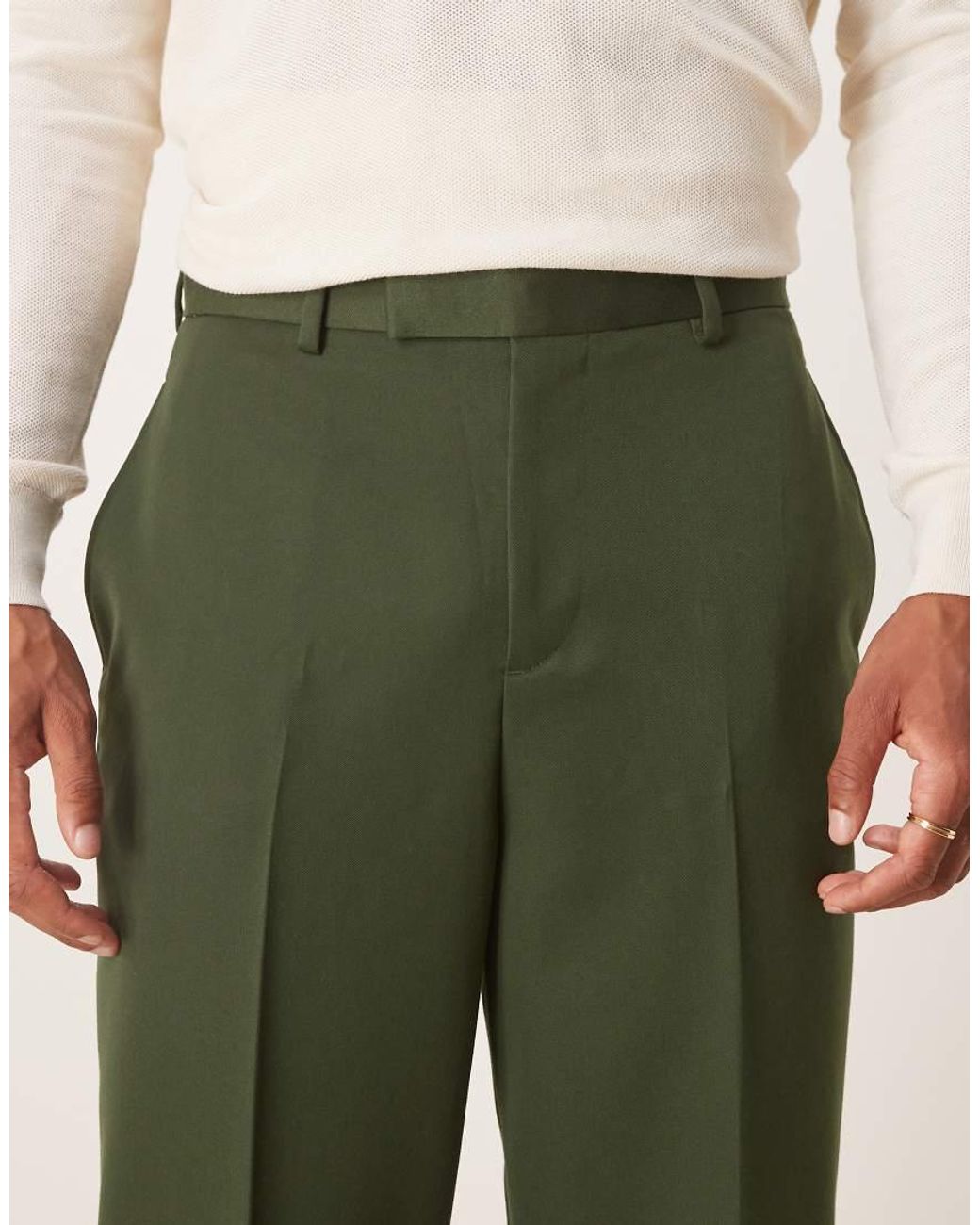 ASOS Green Smart Relaxed Tapered Fit Trousers for men