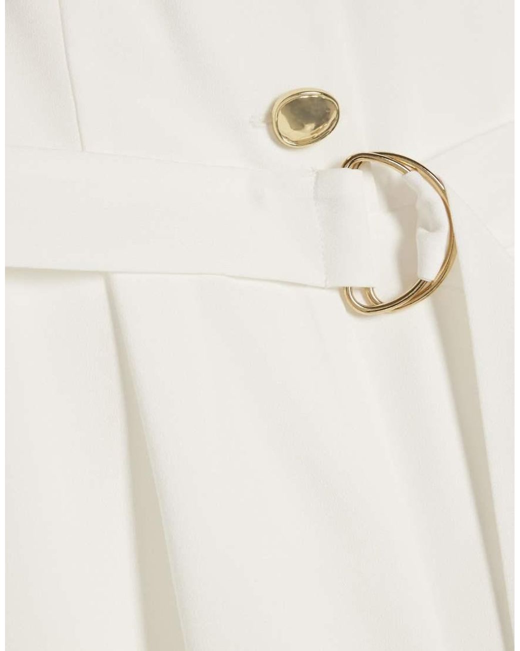 River Island White Button Detail Playsuit
