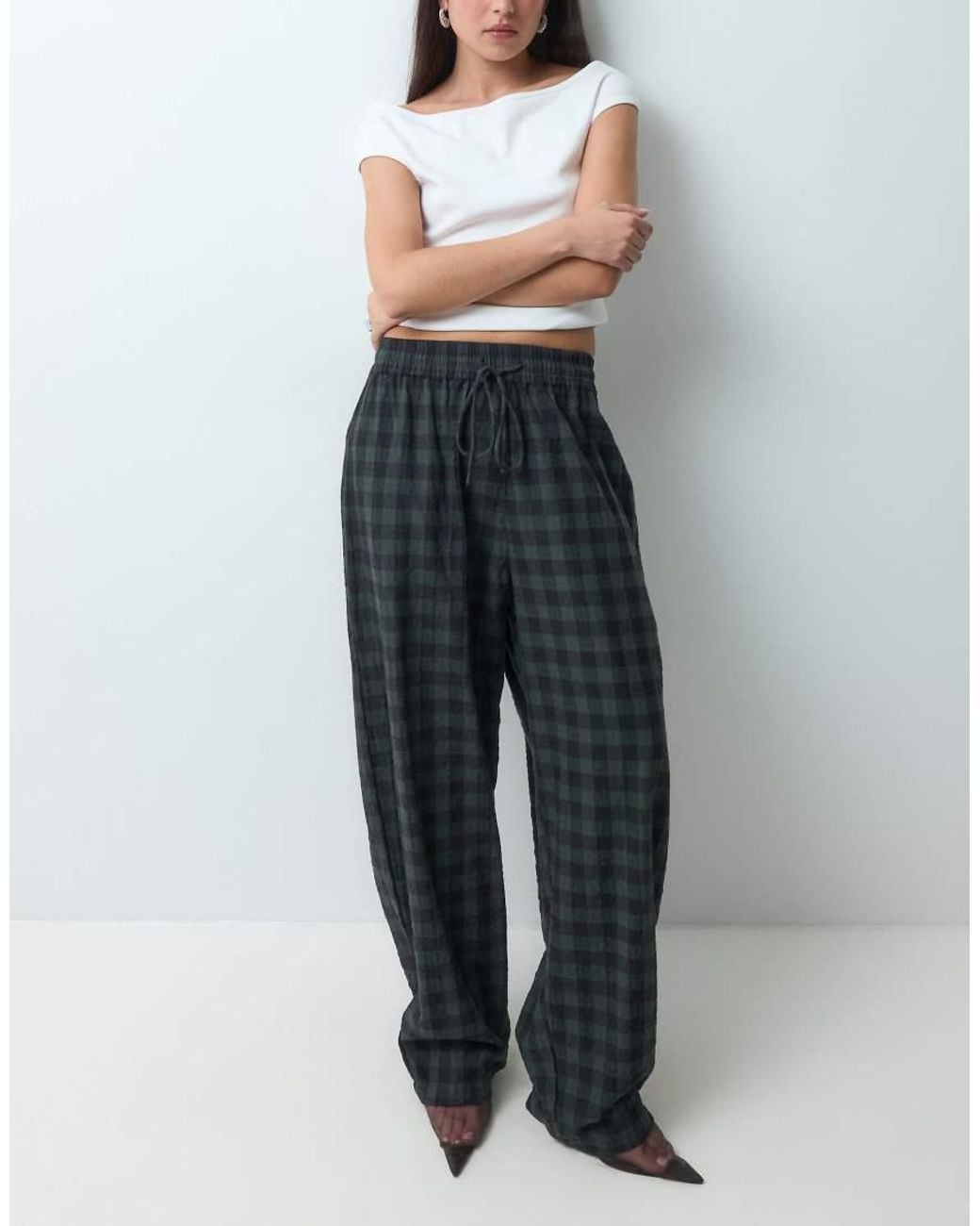 ASOS Gray Barrel Leg Trouser With Elasticated Waistband