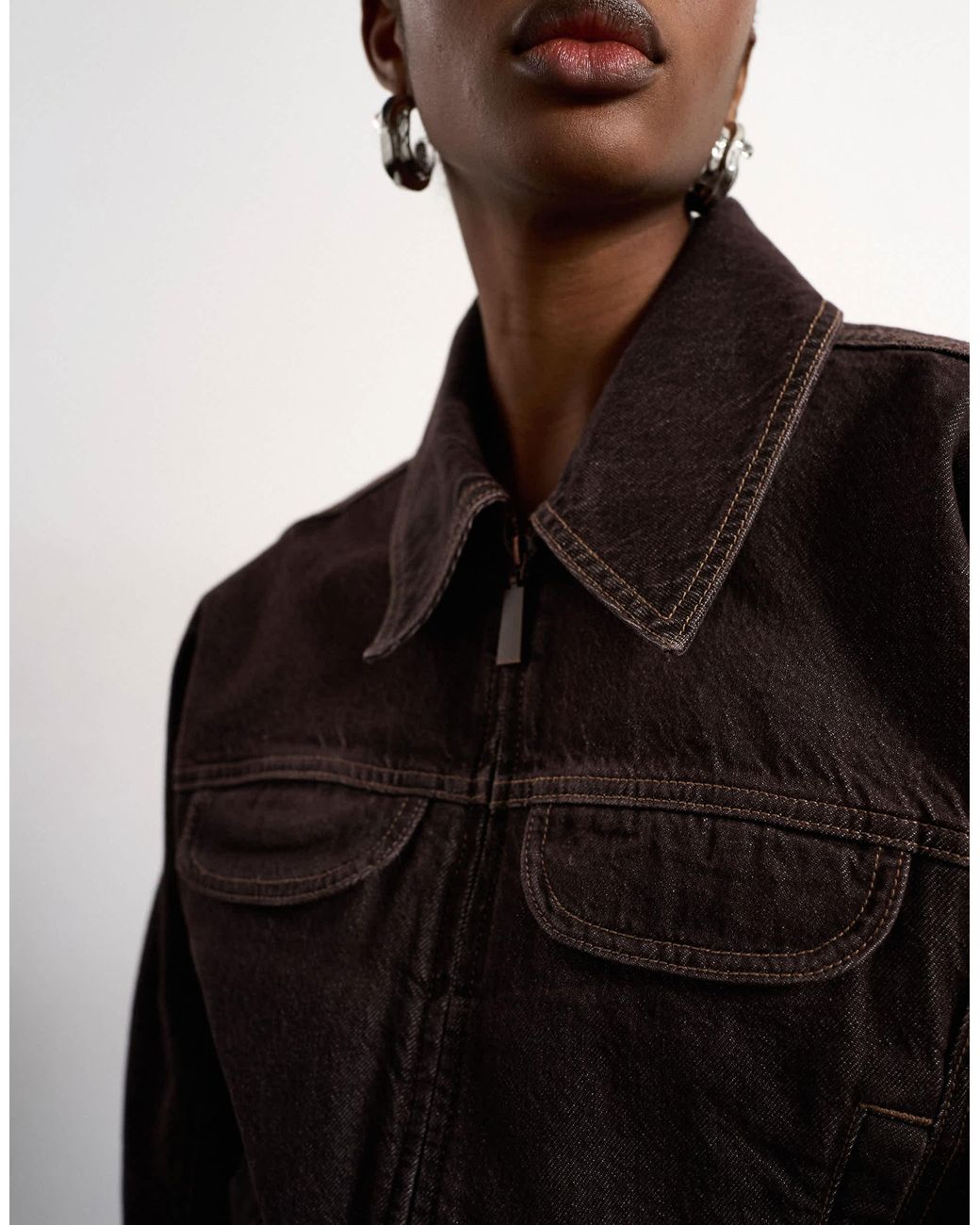 TOPSHOP Green Tolu coker x – zirkuläres design – barrel-jeansjacke
