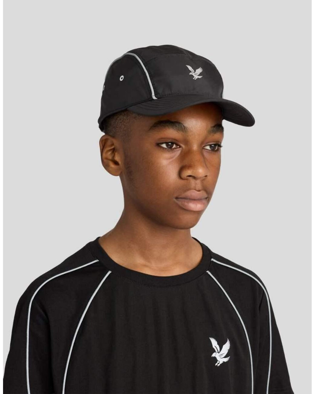 Lyle & Scott Black Reflective Piped Cap for men