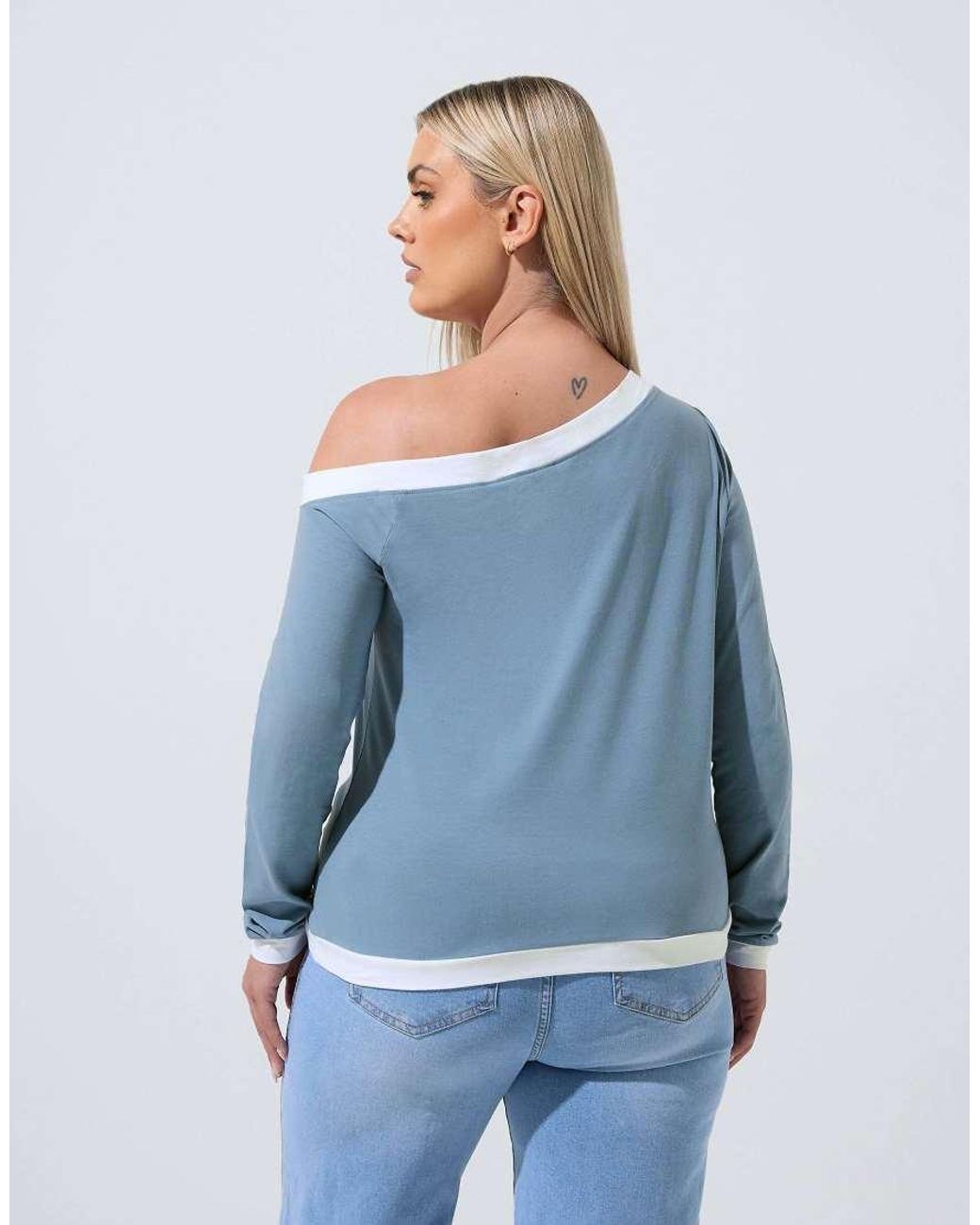 Yours Clothing Blue Contrast Off Shoulder Top