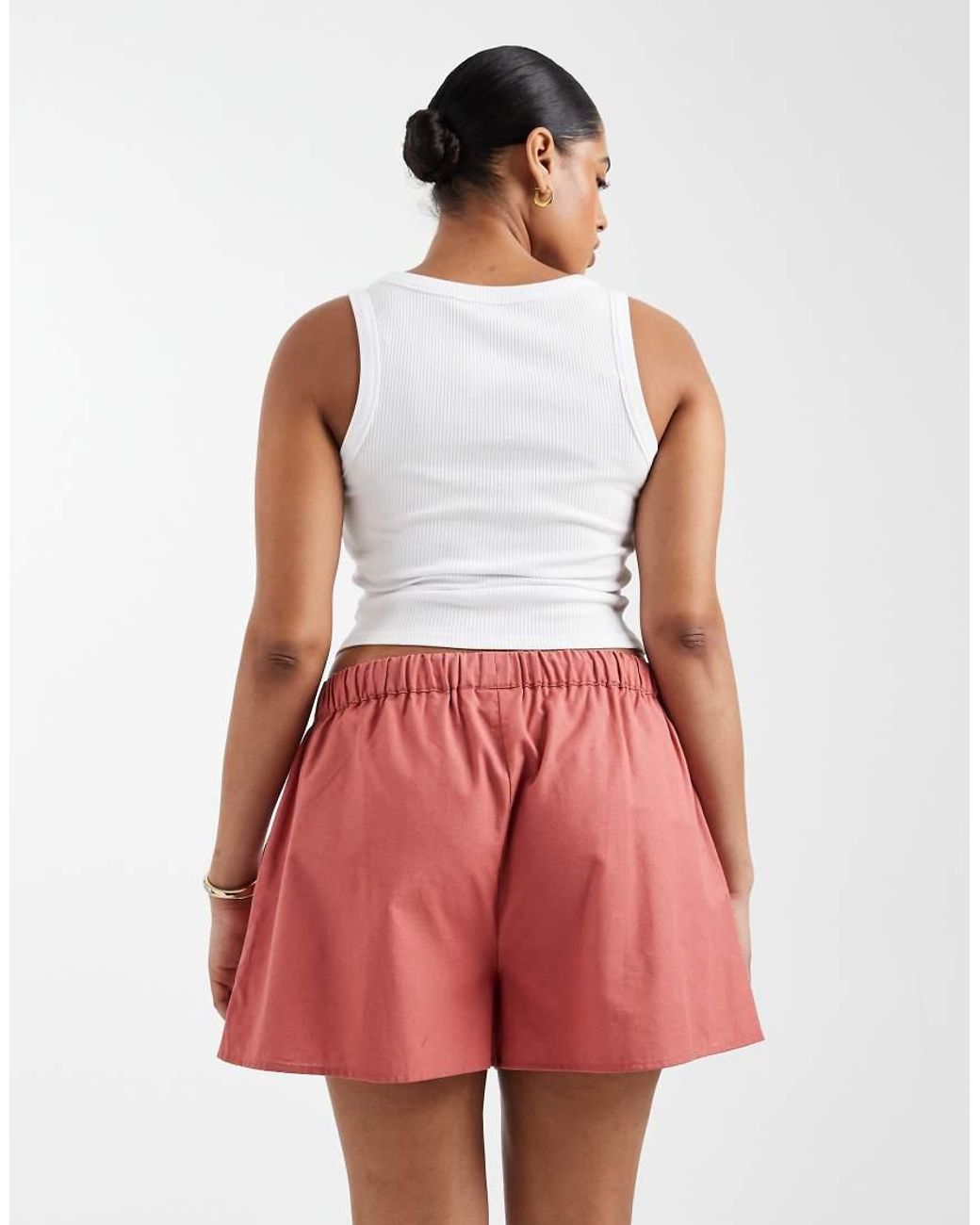 ASOS Red Asos Design Curve Tie Waist Pocket Detail Shorts