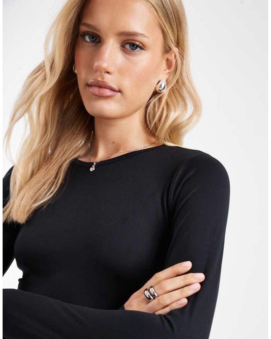 Hollister Black Long Sleeve Seamless Crew Neck Top