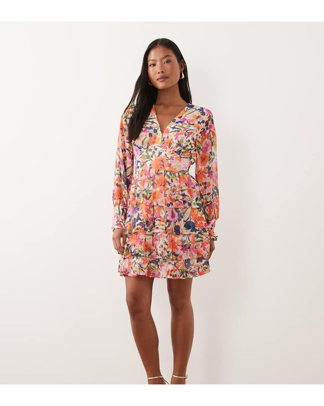 Vila Multicolor Tiered Mini Dress