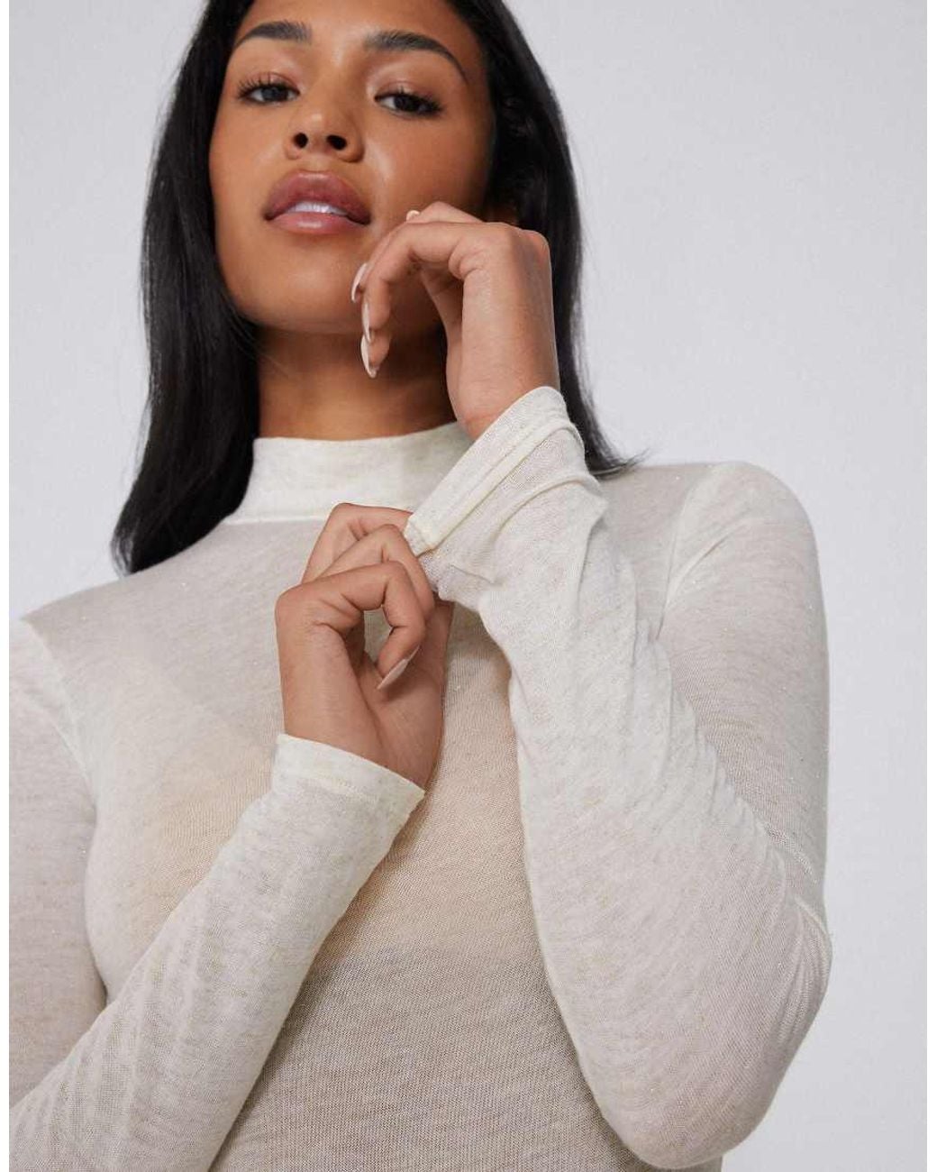 Tezenis White Long-Sleeved Lamé Body