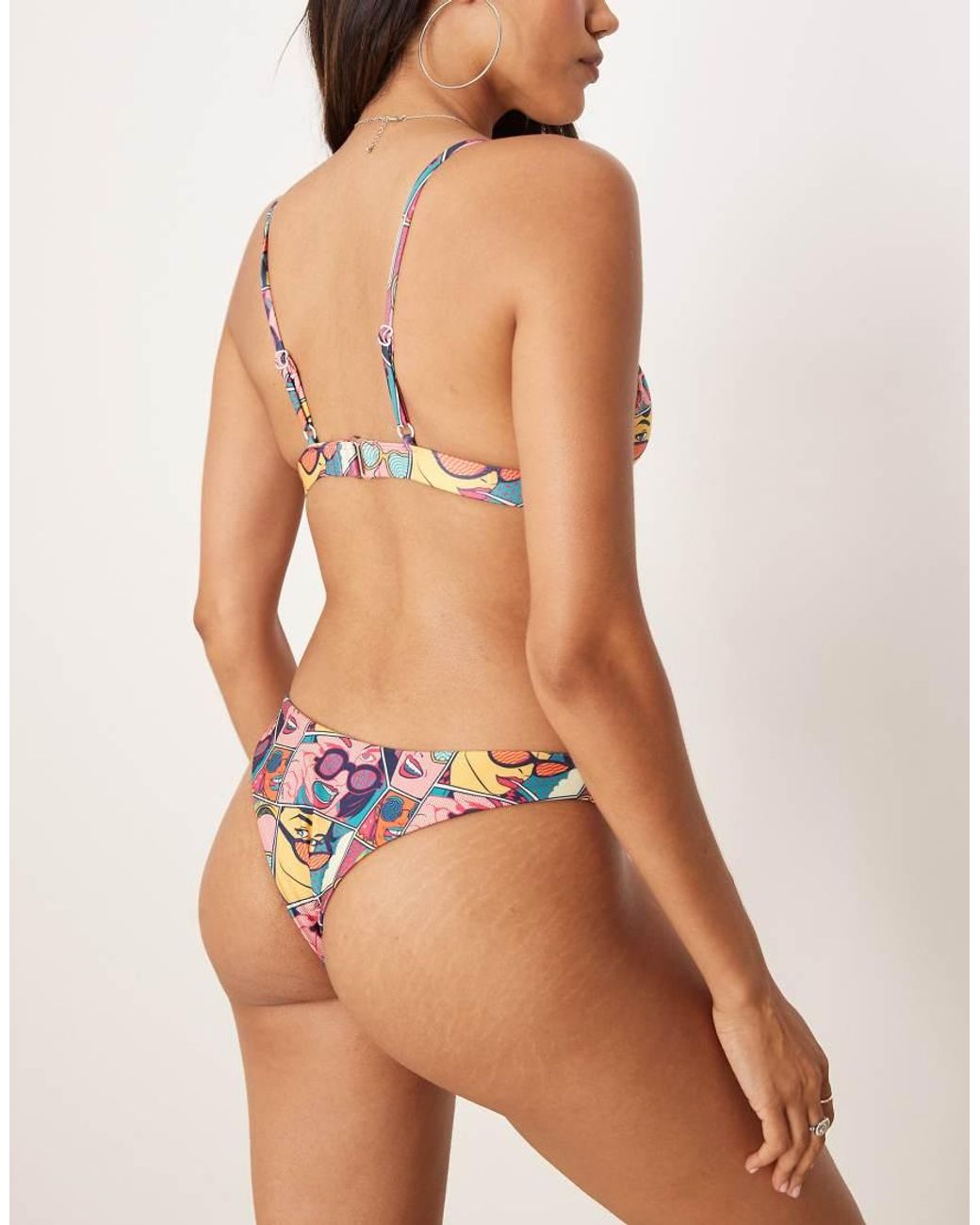 OOSC Brown Comic Book Candy Boost 'Em Up Bikini Top