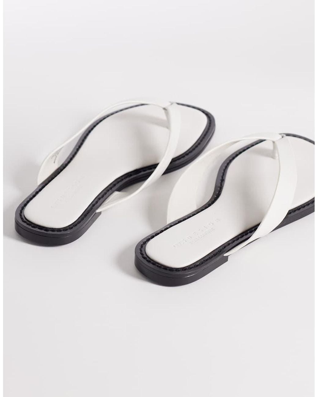 ASOS White Fenna Premium Leather Flip Flops