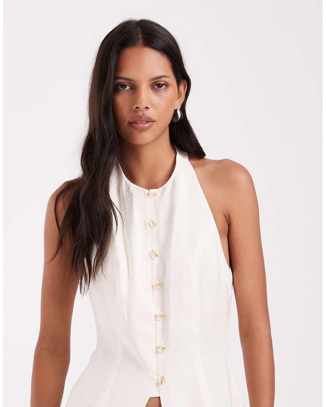 ASOS White High Neck Modal Waistcoat