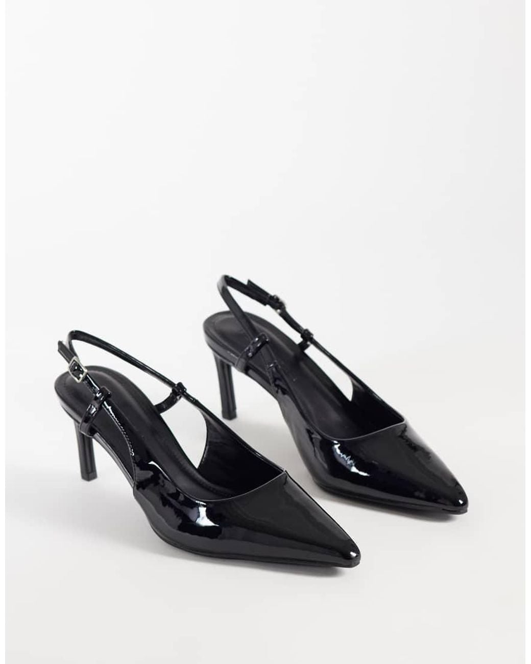 Public Desire Black Salsa Sling Back Kitten Heels