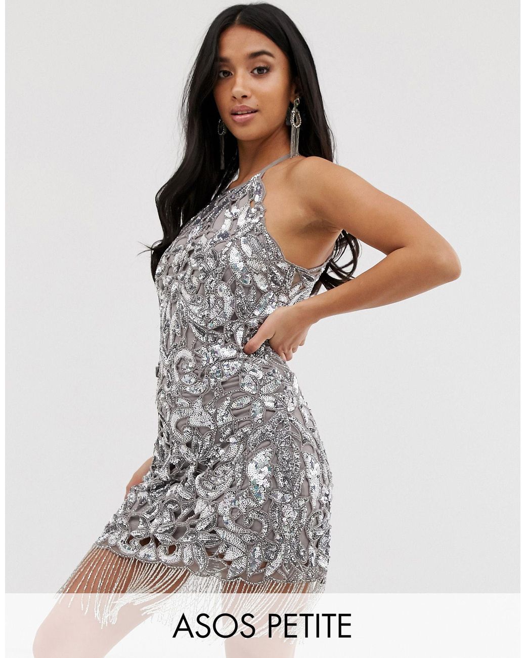 asos edition sequin cutwork open back mini dress