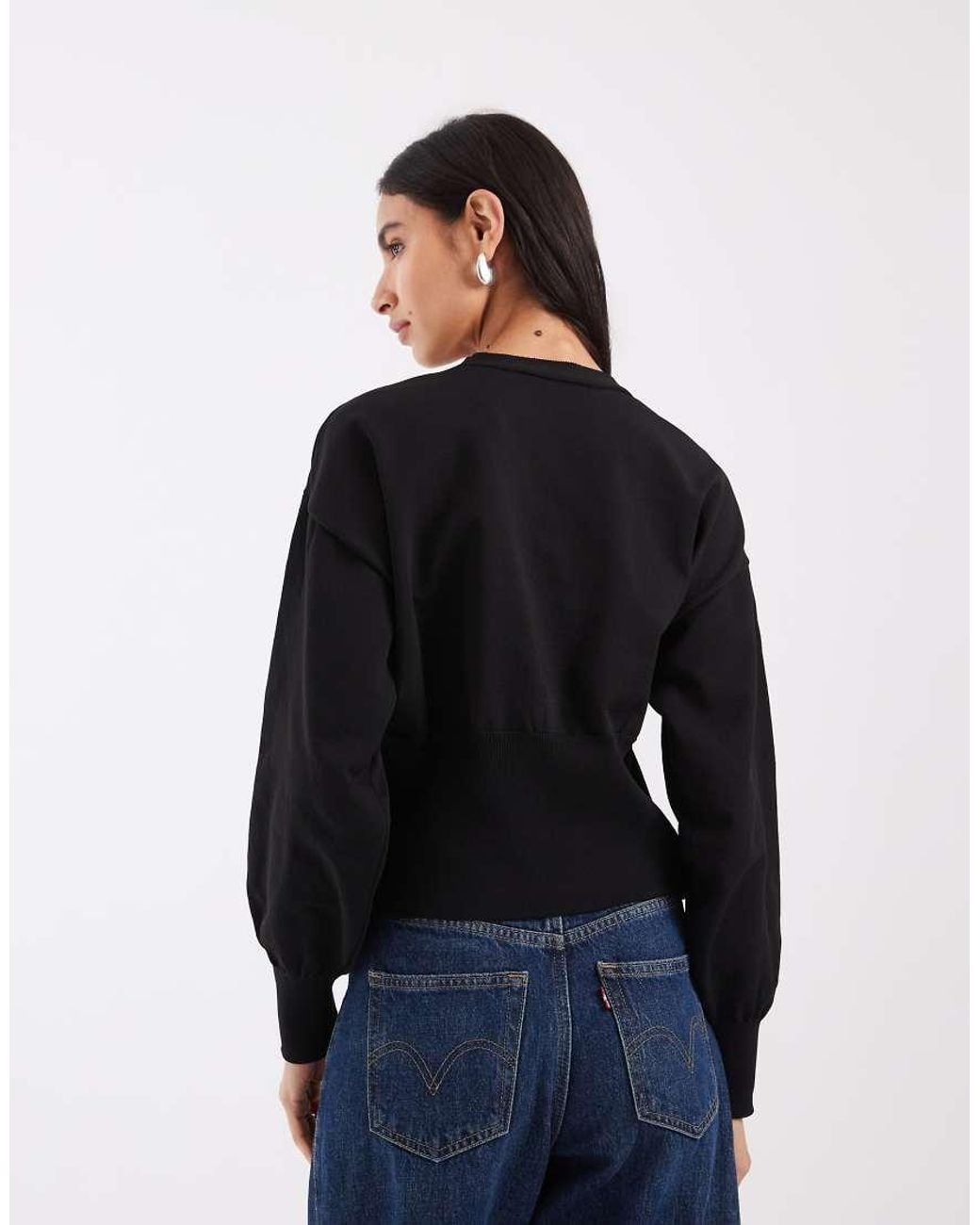 ASOS Black Knitted Compact Cardigan With Gold Hardware