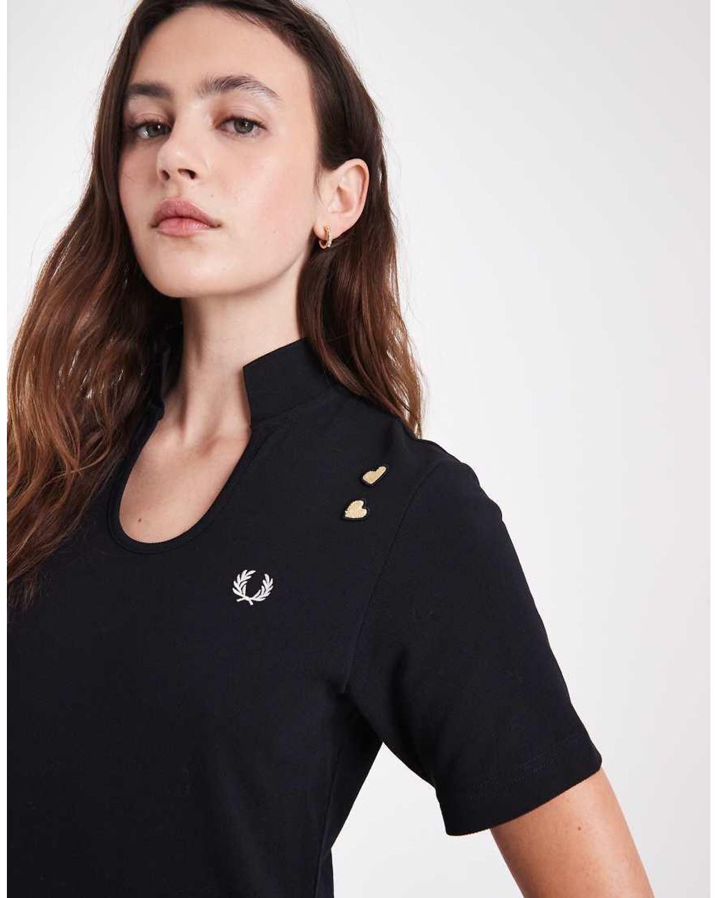 Fred Perry Blue X Amy Winehouse Short Sleeve Keyhole Logo Mini Dress